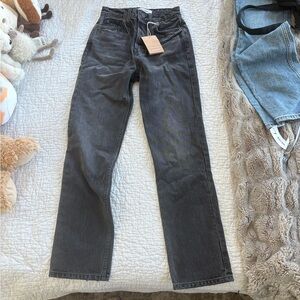 Reformation Black Cynthia High Rise Straight Leg Jeans